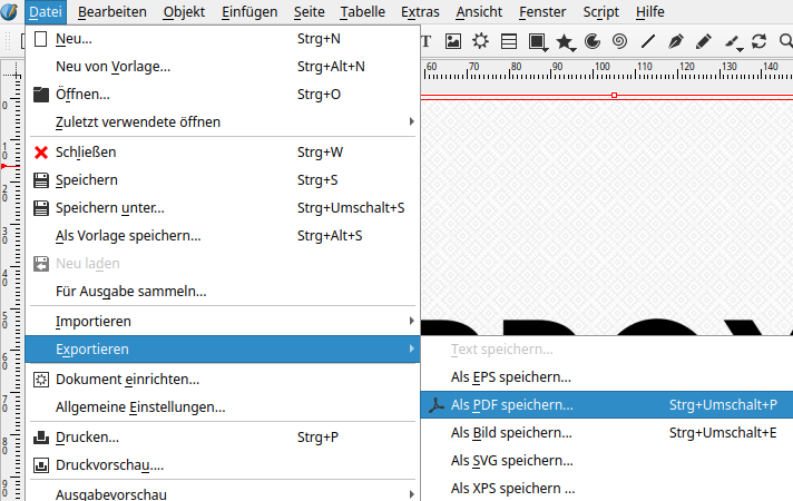 Scribus: Export, als PDF speichern