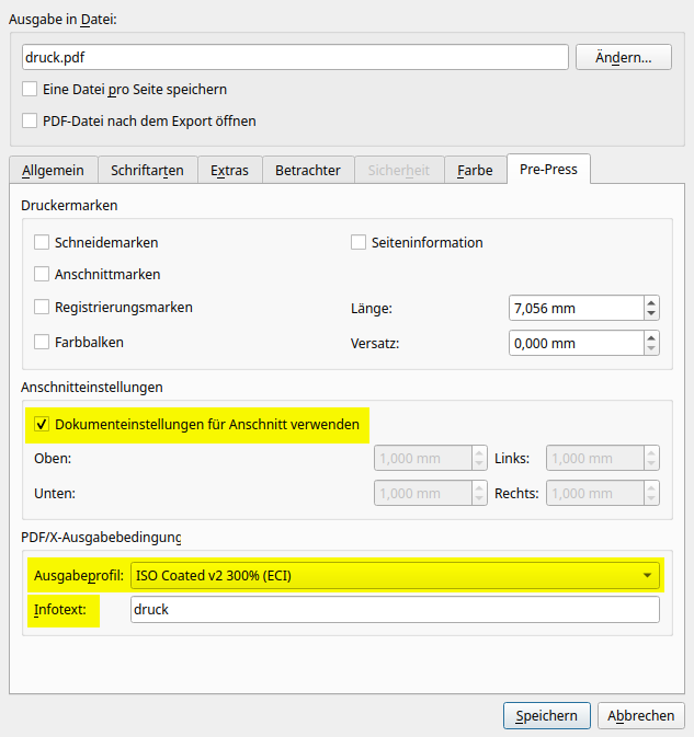 Scribus: Export, Pre-Press